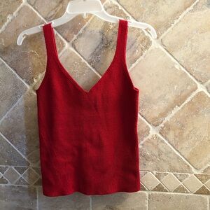 Old Navy Vibrant Red Knit V-neck Top
